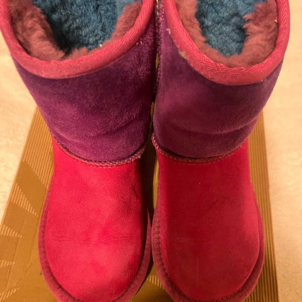UGG Classic Patchwork Pink Shearling Boots kids Size 11